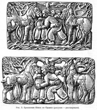 Борьба древних тюрков. III-Iвв. до н.э. (Рисунок из архивного сборника .М -1961г)